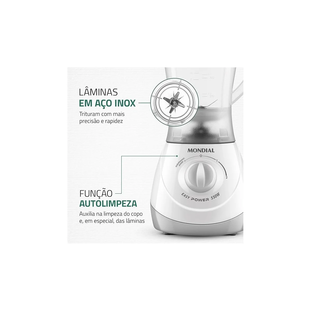 Liquidificador MONDIAL L-550-W  1,9L 550W Branco 127V AP/MT