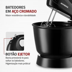 Batedeira Mondial Prática B-44-B 400W Preta 3,6L 127V - AP / MT