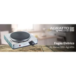 Fogão Elétrico de Mesa Agratto FMA-01 1 Boca 1500W Inox 127V AP/MT