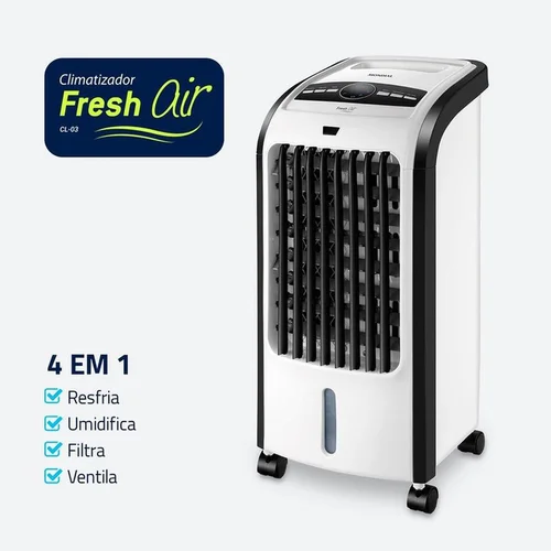 Climatizador de Ar Mondial Fresh Air Flash Air CL-03 80W 127V Branco e Preto AP/MT