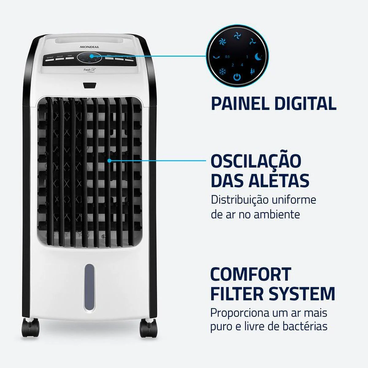 Climatizador de Ar Mondial Fresh Air Flash Air CL-03 80W 127V Branco e Preto AP/MT