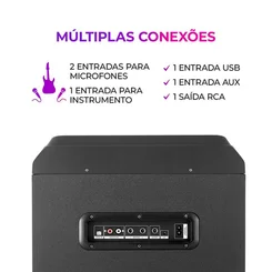Caixa de Som Torre AIWA AWS-T1W-02 1600W Bluetooth RGB USB FM DJ Bivolt - AP / MT