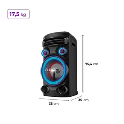 Caixa de Som Torre AIWA AWS-T1W-02 1600W Bluetooth RGB USB FM DJ Bivolt - AP / MT