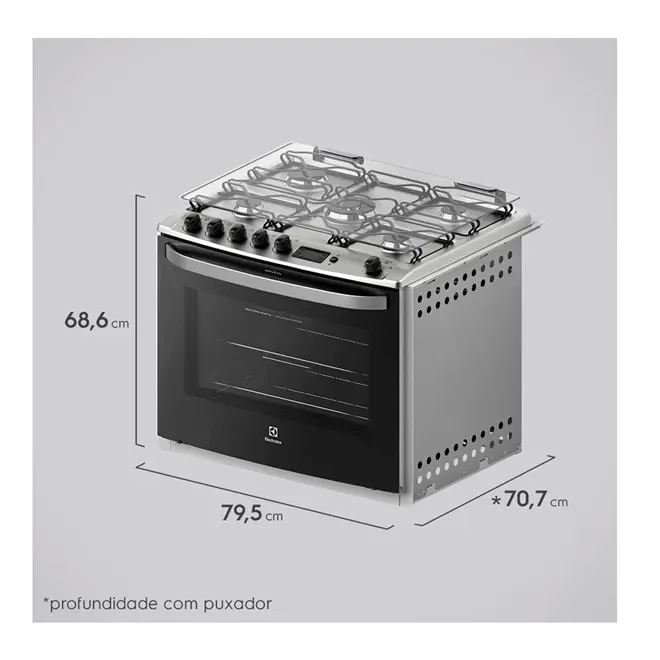Fogão de Embutir Electrolux 76EBR 5 Bocas Branco com Grill e Tripla Chama AP/MT