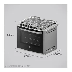 Fogão de Embutir Electrolux 76EBR 5 Bocas Branco com Grill e Tripla Chama AP/MT