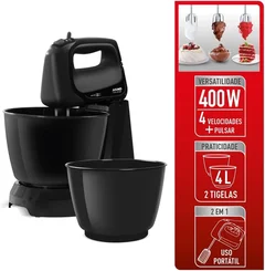 Batedeira Portátil Arno Mini Chef 400W Preta 127V AP/MT