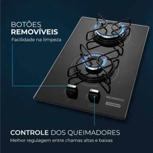 Cooktop a Gás 2 Bocas Mondial CTG-04 Preto Bivolt AP/MT