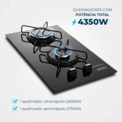 Cooktop a Gás 2 Bocas Mondial CTG-04 Preto Bivolt AP/MT
