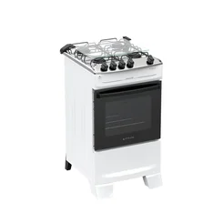 Fogão Atlas Mônaco Top 4 Bocas Branco Mesa Inox Bivolt - AP / MT