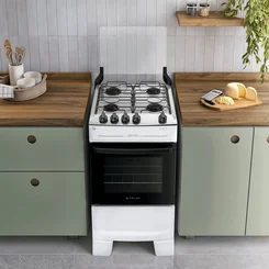 Fogão Atlas Mônaco Top 4 Bocas Branco Mesa Inox Bivolt - AP / MT