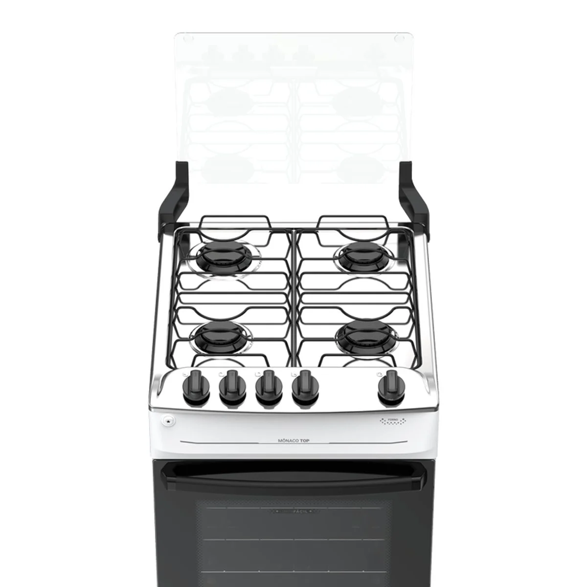 Fogão Atlas Mônaco Top 4 Bocas Branco Mesa Inox Bivolt - AP / MT