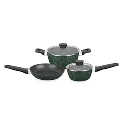 Conjunto de Panelas MTA Carmela Garden 3 Peças Verde 8482 em Alumínio Forjado com Revestimento Cerâmico AP/MT
