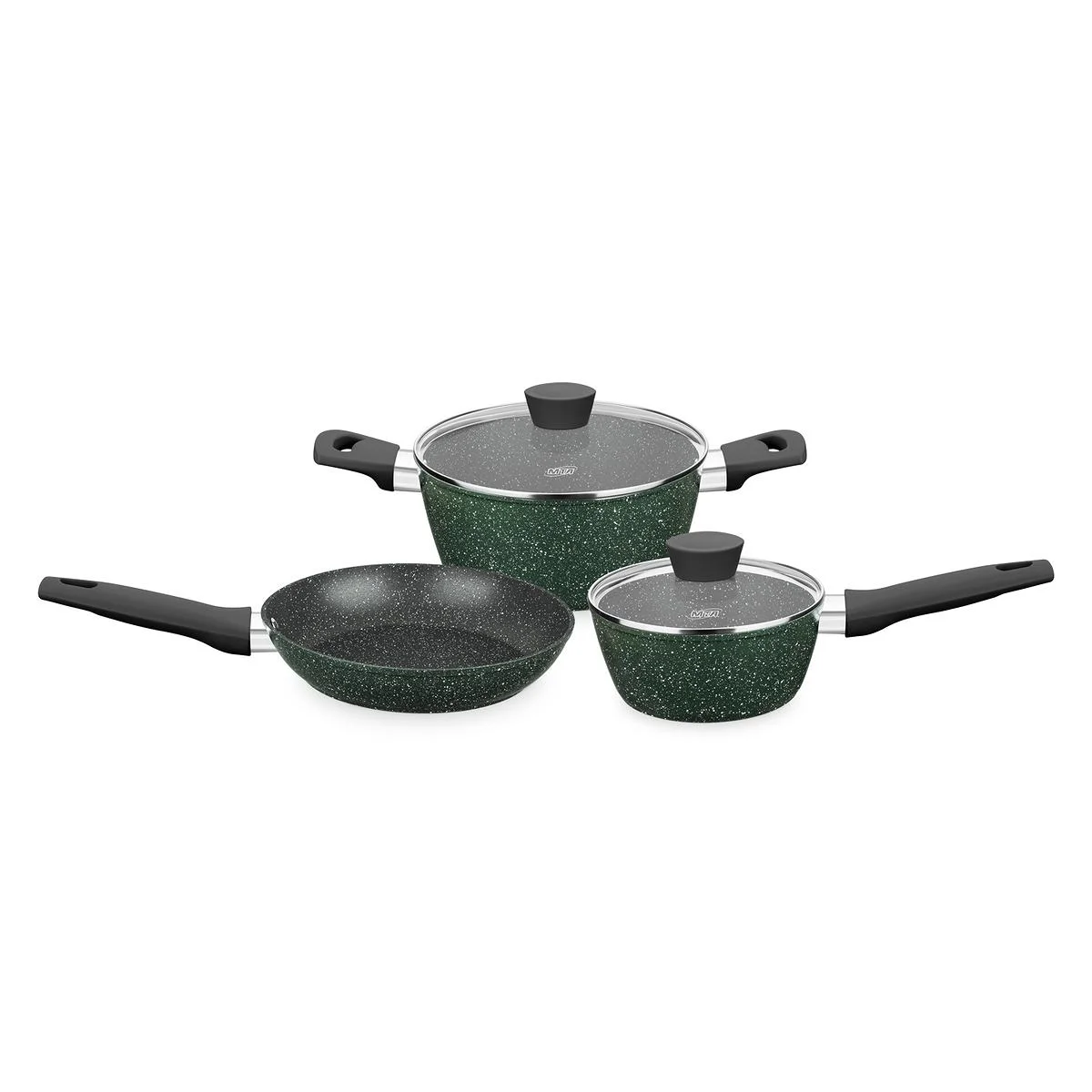 Conjunto de Panelas MTA Carmela Garden 3 Peças Verde 8482 em Alumínio Forjado com Revestimento Cerâmico AP/MT