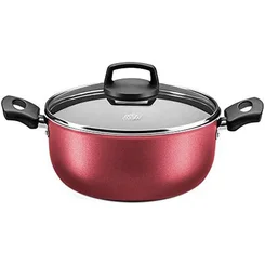 Caçarola em Alumínio Antiaderente com Tampa de Vidro 26cm 5,8L Cereja Linha Cristal MTA AP/MT