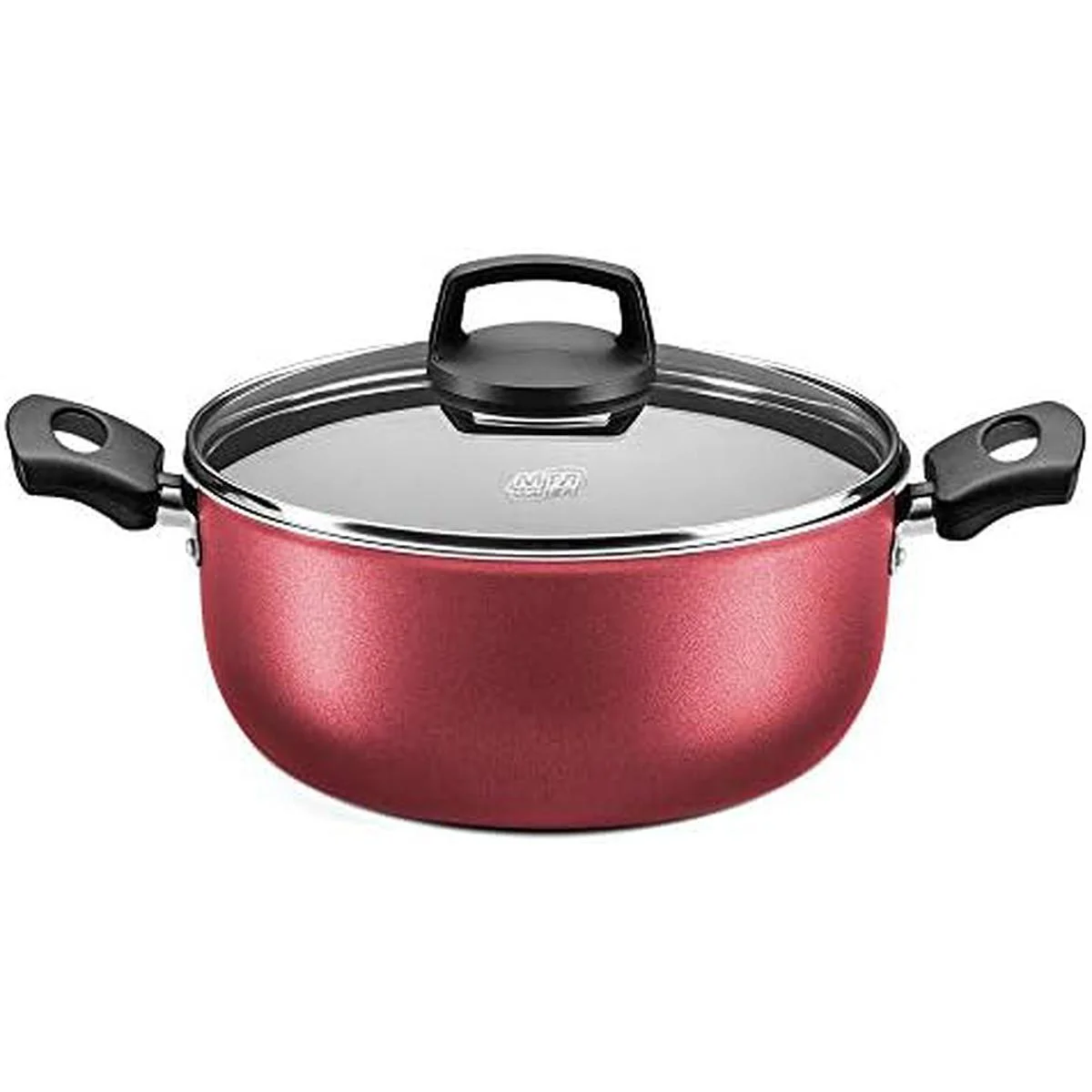Caçarola em Alumínio Antiaderente com Tampa de Vidro 26cm 5,8L Cereja Linha Cristal MTA AP/MT