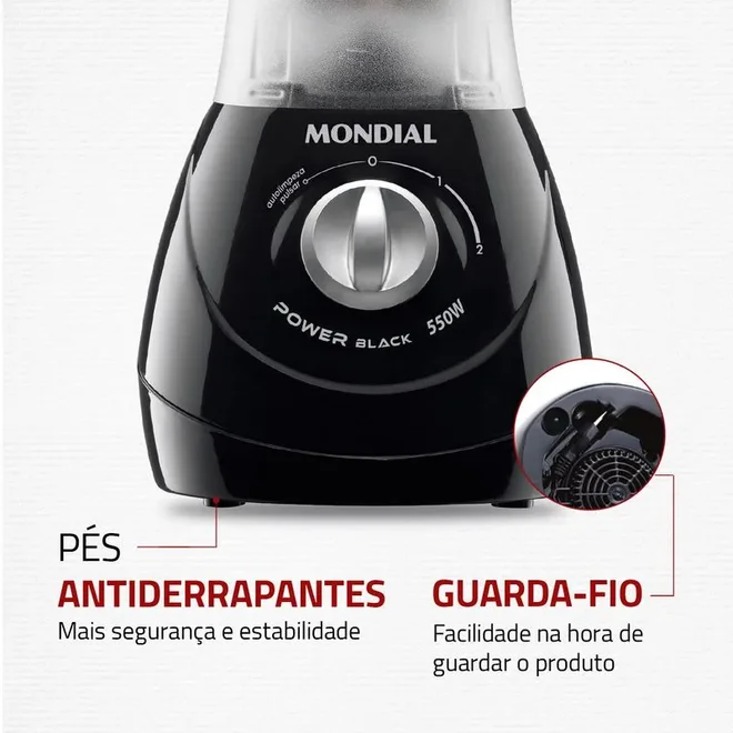 Liquidificador Mondial Power Black - Preto 127V AP / MT
