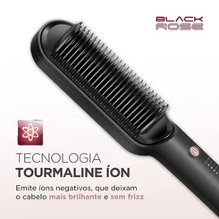 Escova Alisadora Mondial Black Rose EA-07 Bivolt Preto e Rose AP/MT