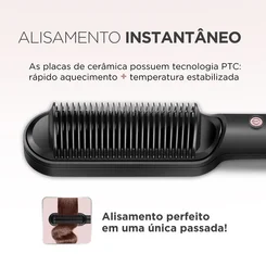 Escova Alisadora Mondial Black Rose EA-07 Bivolt Preto e Rose AP/MT