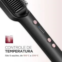 Escova Alisadora Mondial Black Rose EA-07 Bivolt Preto e Rose AP/MT