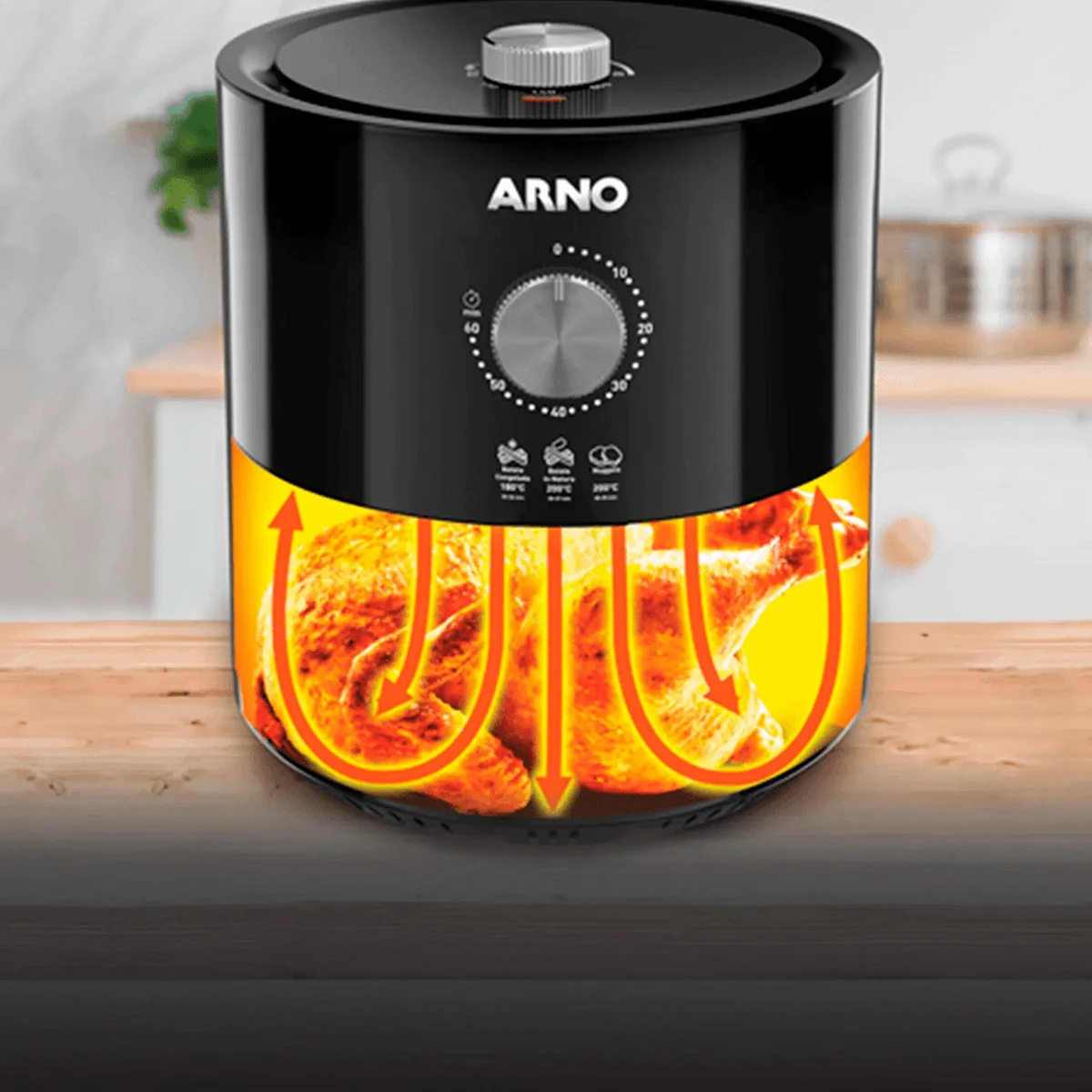 Fritadeira Sem Óleo Arno Airfry Ultra Mecânica 4,2L Preta EY1158B1 AP/MT