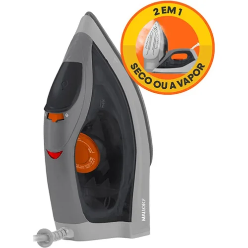 Ferro de Passar a Vapor Mallory Jupiter Maxx 1200W 127V Branco e Cinza AP/MT