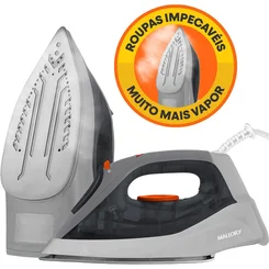 Ferro de Passar a Vapor Mallory Jupiter Maxx 1200W 127V Branco e Cinza AP/MT