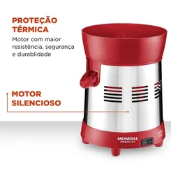 Extrator de Sucos Mondial Turbo Premium E-24 250W Red Vermelho/Inox Bivolt AP/MT