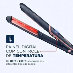 Prancha Alisadora Mondial InfraRed Tourmaline Ceramic P-01-IR Bivolt Azul/Golden Rose AP/MT