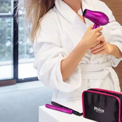 Kit Philco Travel Shine Secador e Prancha de Cabelo Bivolt Rosa - AP / MT
