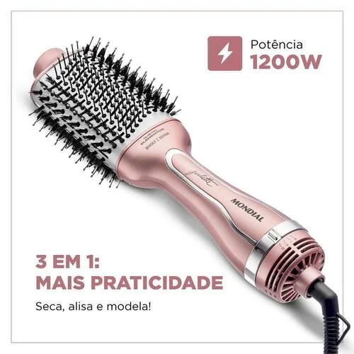 Escova Secadora e Alisadora Mondial By Juliette ES-JU-01 Golden Rose Bivolt 1200W AP/MT