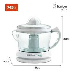 Espremedor de Frutas Mondial Turbo Citrus E-01 25W 1,25L 127V Branco/Verde AP/MT