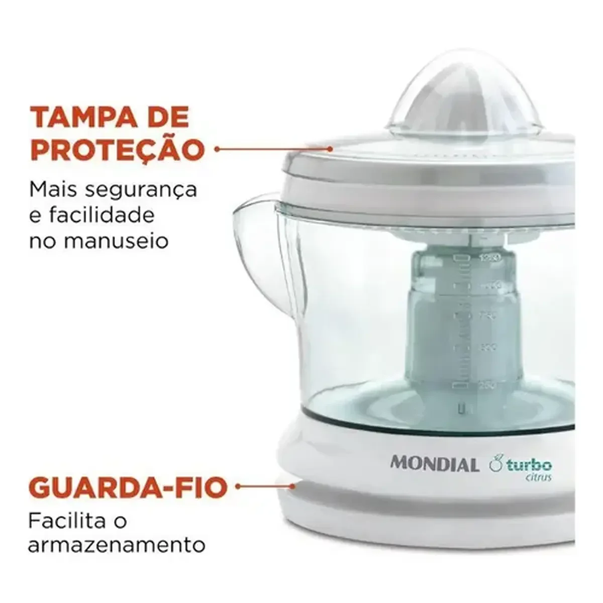 Espremedor de Frutas Mondial Turbo Citrus E-01 25W 1,25L 127V Branco/Verde AP/MT