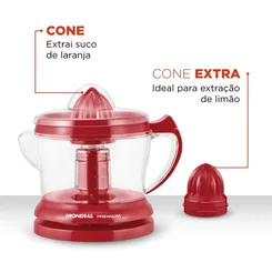 Espremedor de Frutas Mondial Premium E-23 Vermelho 1,25L 127V - AP / MT