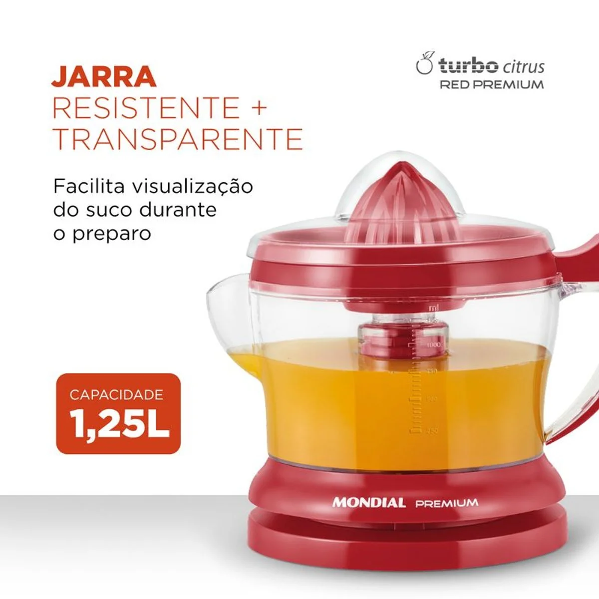 Espremedor de Frutas Mondial Premium E-23 Vermelho 1,25L 127V - AP / MT
