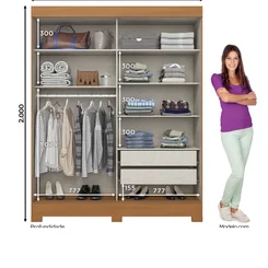 Roupeiro 2 Portas 2 Gavetas Deslizantes B353 Flex – Cinamomo/Off White - Briz