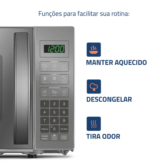 Micro-ondas Espelhado com Display Digital 21L MO-01-21-E Biv- Mondial