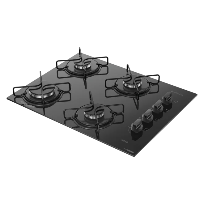 Fogão Cooktop 4 bocas Gás Milão Preto - Atlas