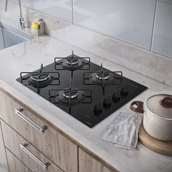 Fogão Cooktop 4 bocas Gás Milão Preto - Atlas