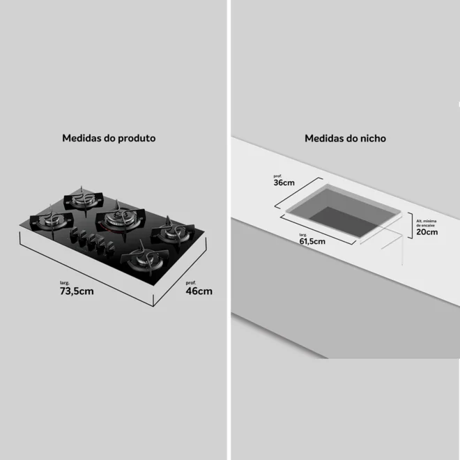 Fogão Cooktop 5B Supreme Preto Dako