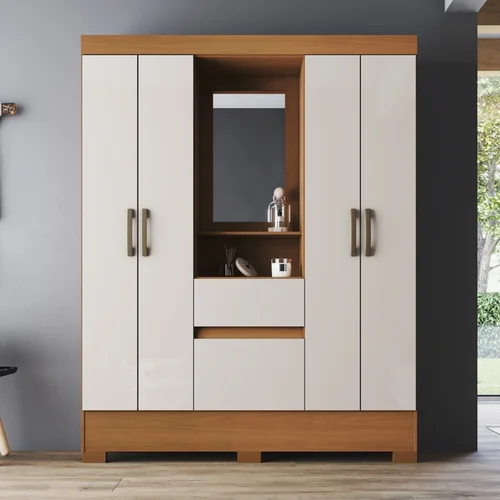 Roupeiro 4 Portas 2 Gavetas BS07-221 Cinamomo / Off White -Henn