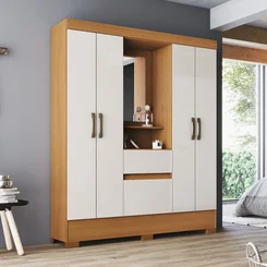 Roupeiro 4 Portas 2 Gavetas BS07-221 Cinamomo / Off White -Henn