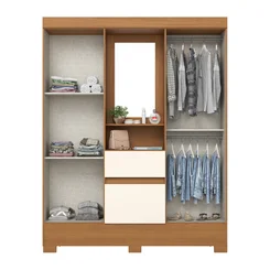 Roupeiro 4 Portas 2 Gavetas BS07-221 Cinamomo / Off White -Henn