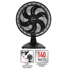 Ventilador de Mesa e Parede Arno X-Treme 6 VE60 40cm 140W 127V Preto - AP / MT