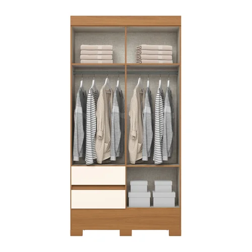 Roupeiro Briz Solteiro com 4 Portas 2 Gavetas BS02-221 Cinamomo/Off White - Henn