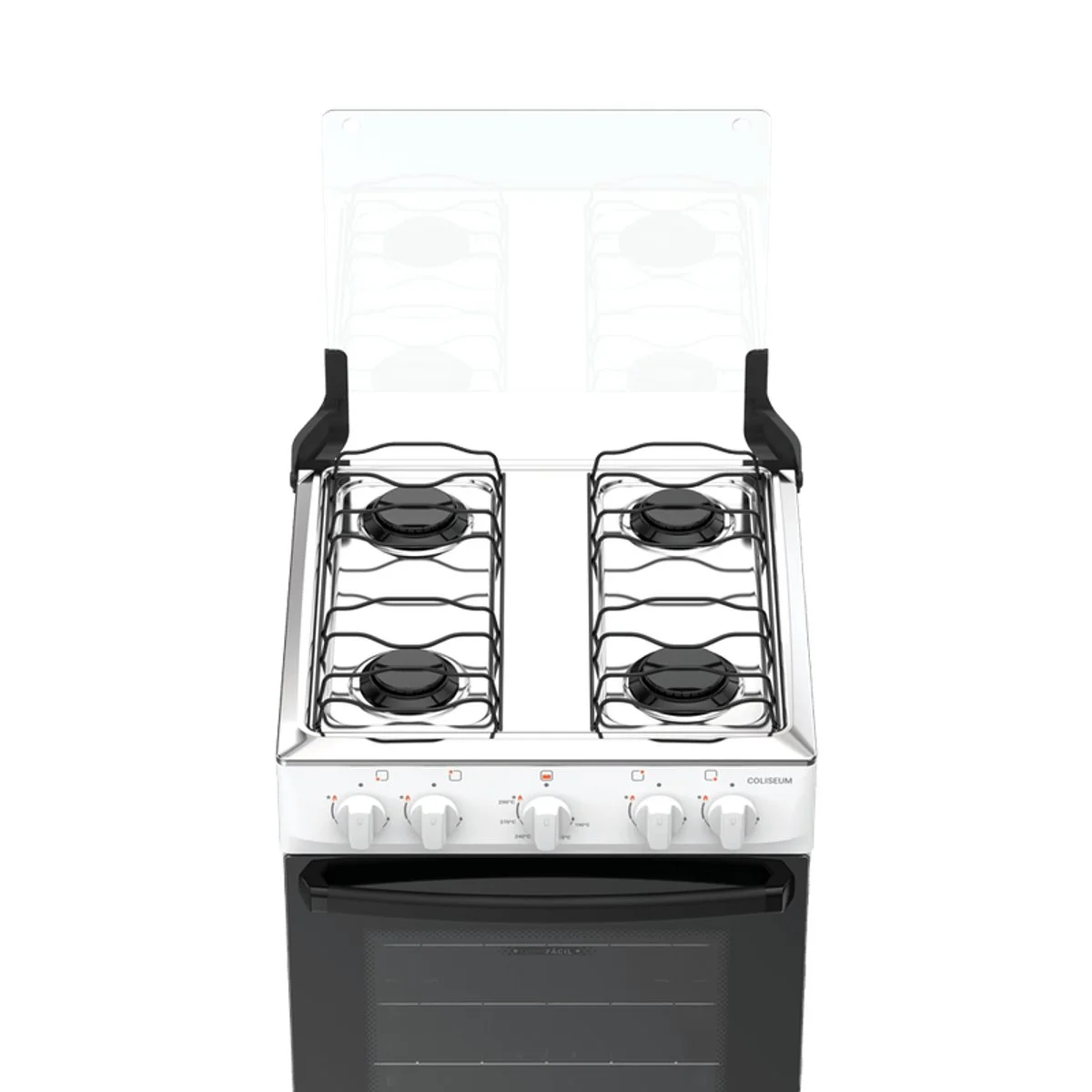 Fogão Atlas Coliseum Plus 4 Bocas Branco Mesa Inox Forno 50L - AP / MT