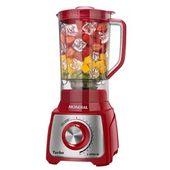 Liquidificador Mondial Turbo Inox L-1200 RI 3L 1200W Vermelho 127V - AP / MT