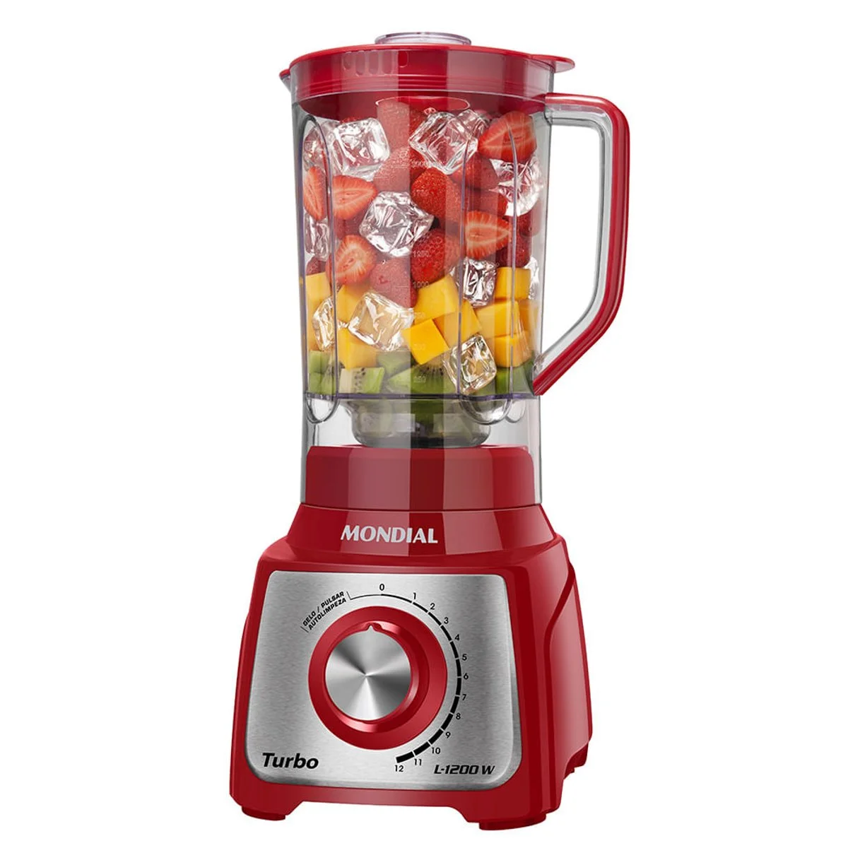 Liquidificador Mondial Turbo Inox L-1200 RI 3L 1200W Vermelho 127V - AP / MT