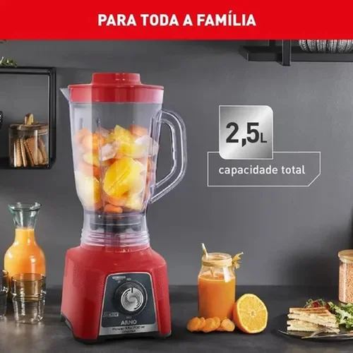Liquidificador Arno Power Mix Limpa Fácil 700W Vermelho LQ36 - AP / MT