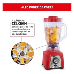 Liquidificador Arno Power Mix Limpa Fácil 700W Vermelho LQ36 - AP / MT