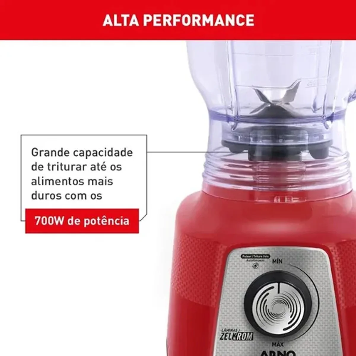 Liquidificador Arno Power Mix Limpa Fácil 700W Vermelho LQ36 - AP / MT